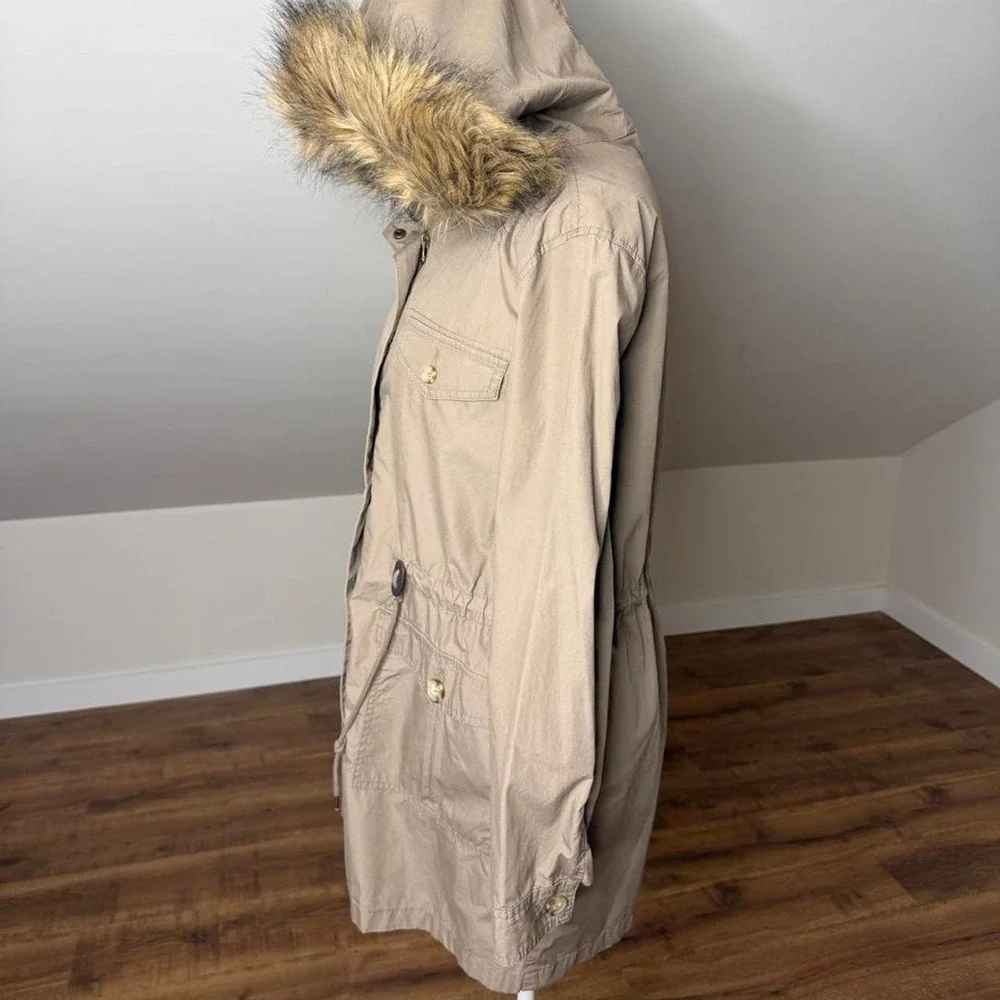 Liz Claiborne Petite Faux Fur Hood Utility Parka Bloke core